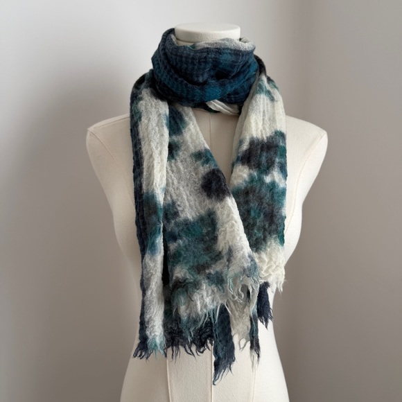 J. Jill 100% Wool Scarf Wrap Watercolor Floral Plaid Mixed Print - Picture 5 of 10